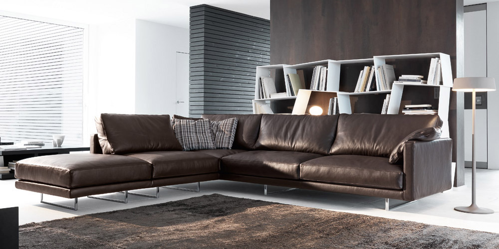 Canapé en cuir angle Avignon avec terminal, 280 x 280 cm