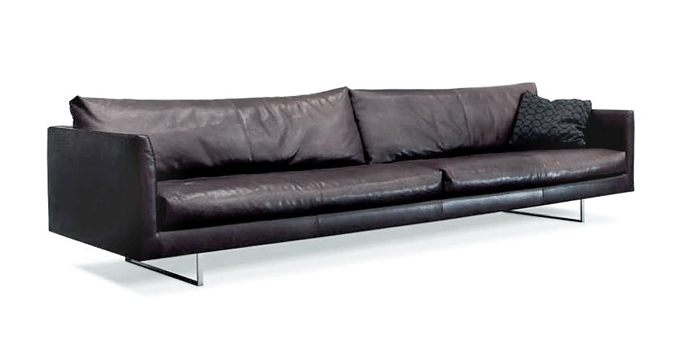 Canapé Fashion 3 places big 280 cm, en cuir épais pleine fleur, série Natural, couleur Noir