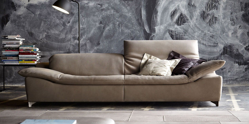 Canapé 3 places en cuir couleur gris